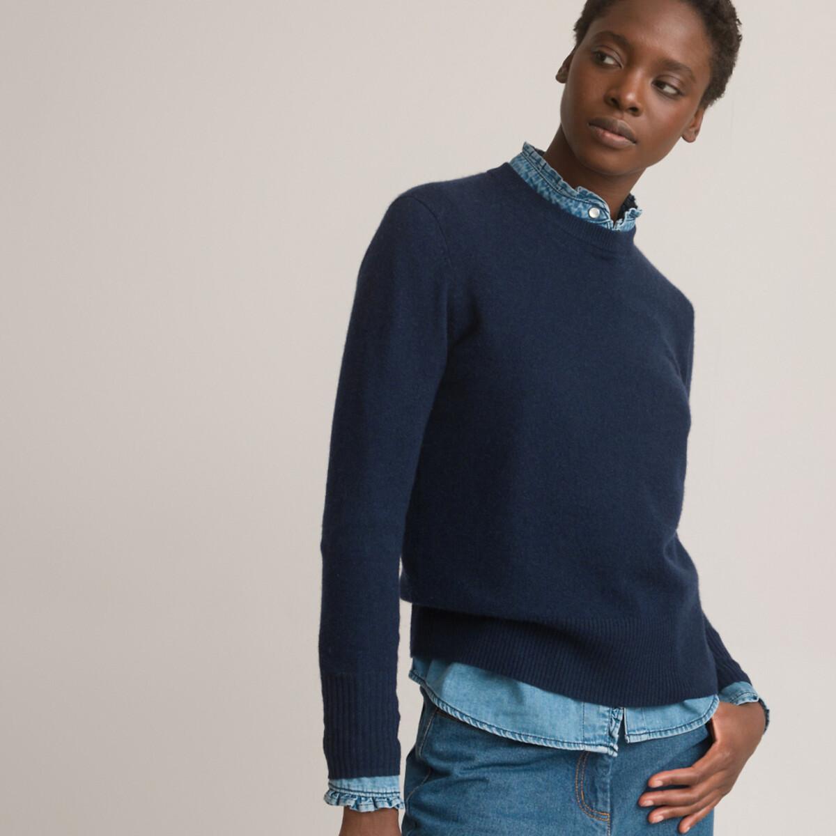 Pullover Runder Ausschnitt Feinstrick In Kaschmir Damen Blau L von La Redoute Collections