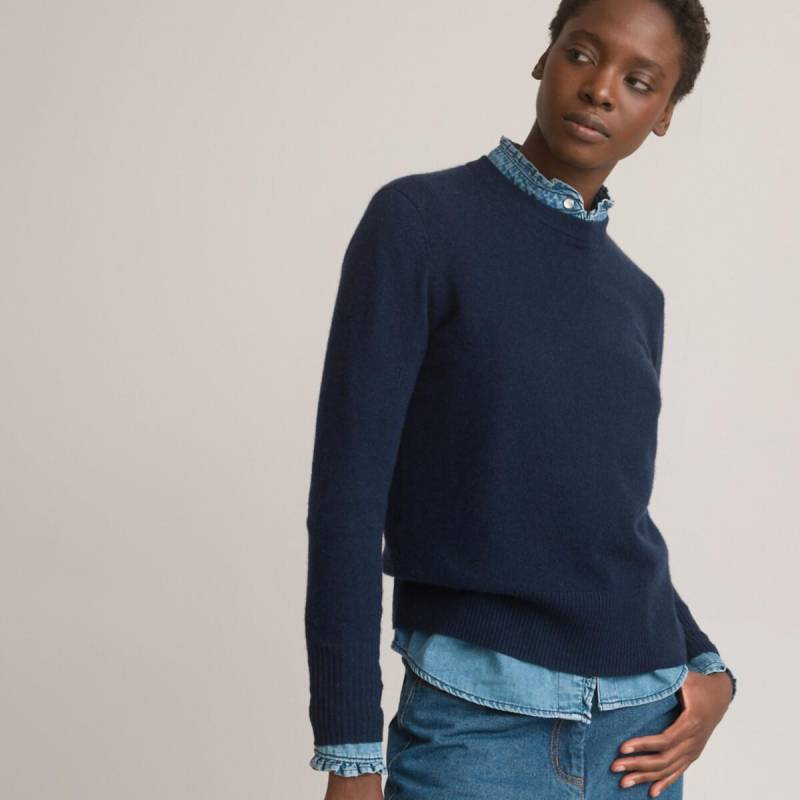 Pullover Runder Ausschnitt Feinstrick In Kaschmir Damen Blau XXL von La Redoute Collections