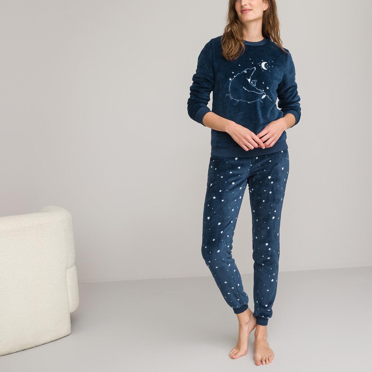 Pyjama Aus Fleece Damen Blau 33/34 von La Redoute Collections