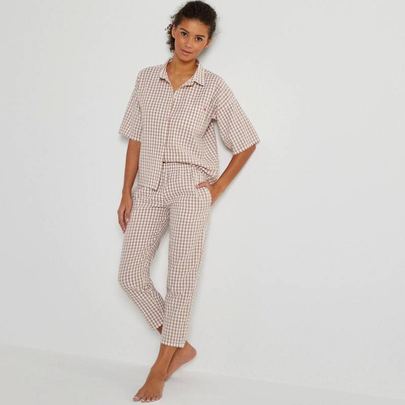 Pyjama Mit Karomuster Damen Beige 46 von La Redoute Collections