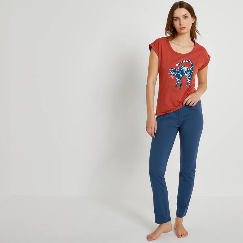 Pyjama Mit Katzenmotiv Damen Blau 46 von La Redoute Collections