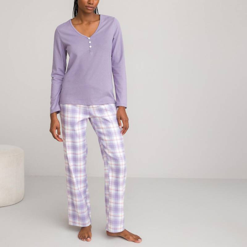 Pyjama Mit Langen Ärmeln Damen Violett 36 von La Redoute Collections