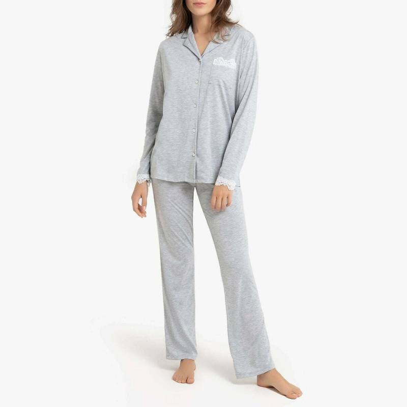 Pyjama Mit Spitze Damen Grau 42 von La Redoute Collections