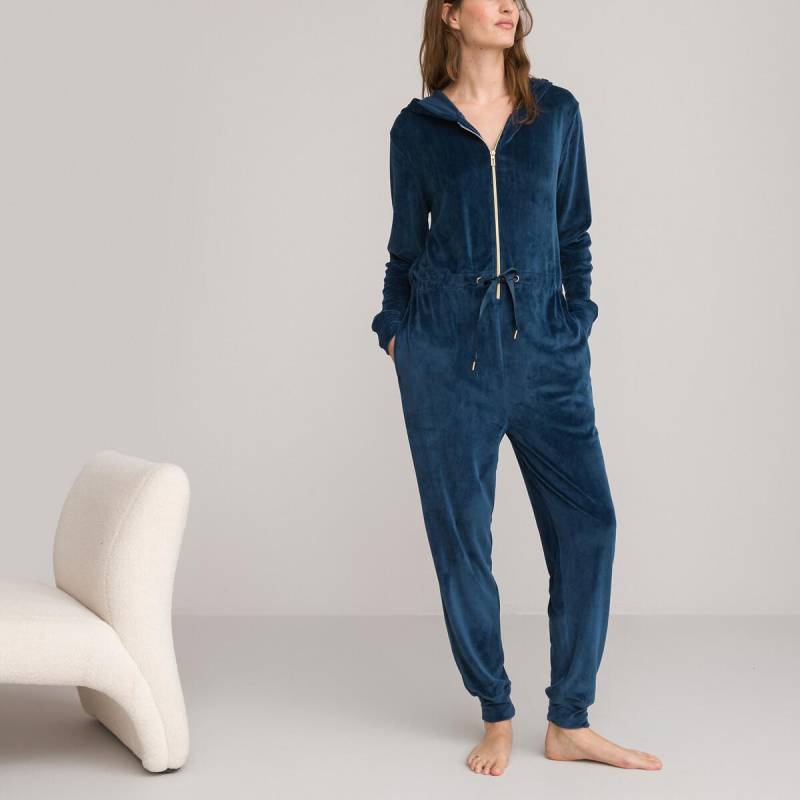 Pyjama-overal Aus Samt Damen Blau 38 von La Redoute Collections