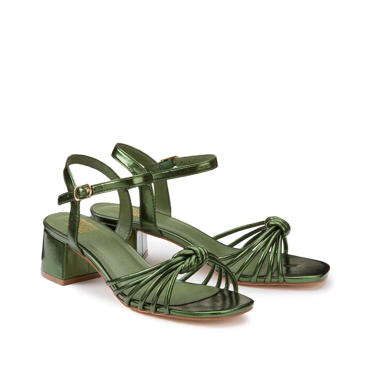 Riemen-sandaletten In Metallic-optik Damen Grün 38 von La Redoute Collections