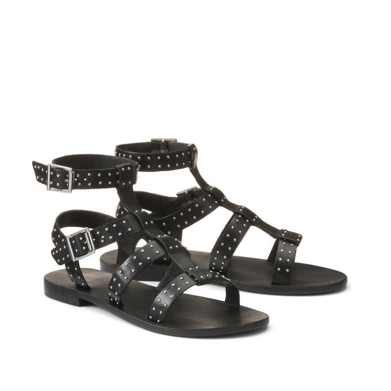 Römersandalen Mit Nietendetails Damen Schwarz 36 von La Redoute Collections