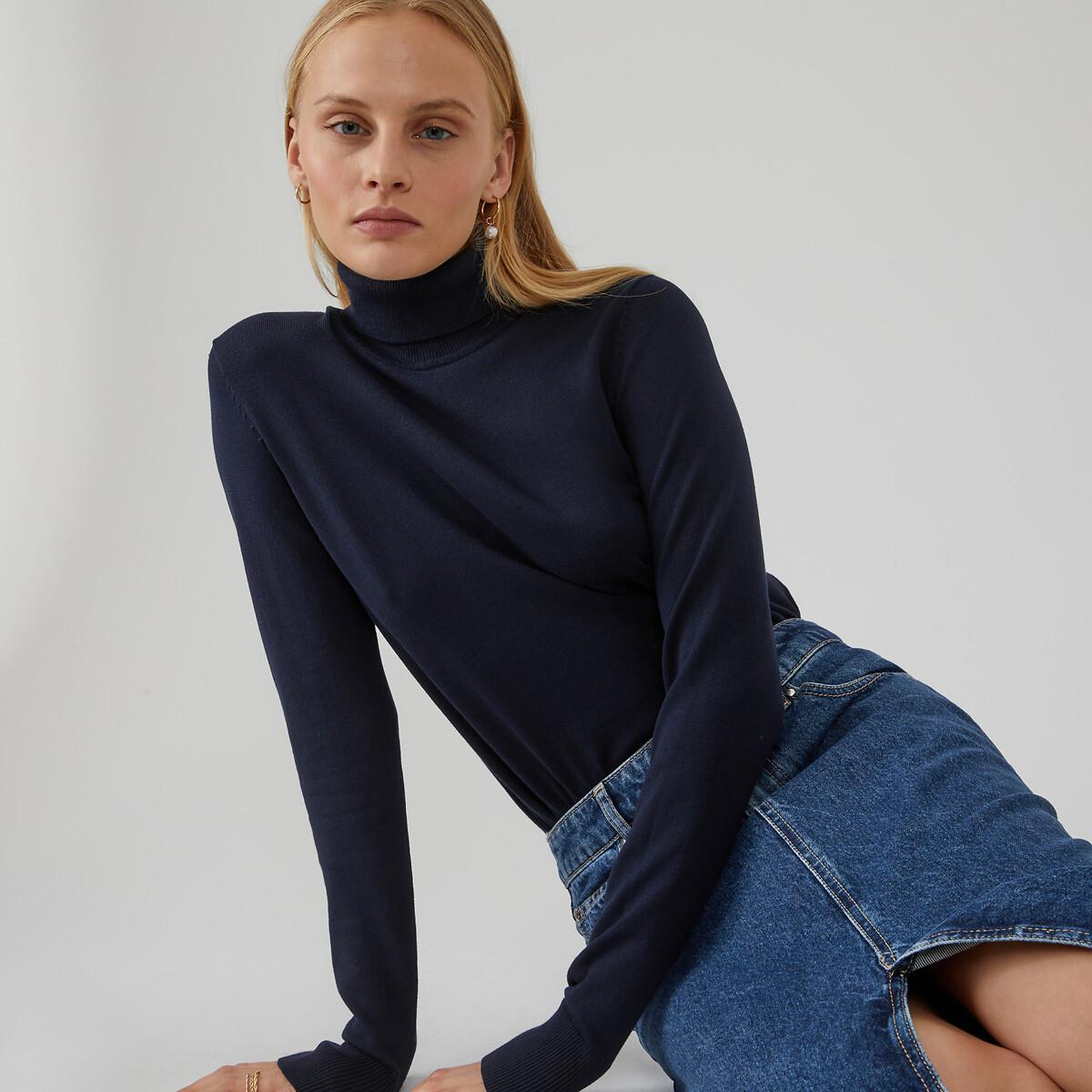 Rollkragenpullover Damen Blau L von La Redoute Collections