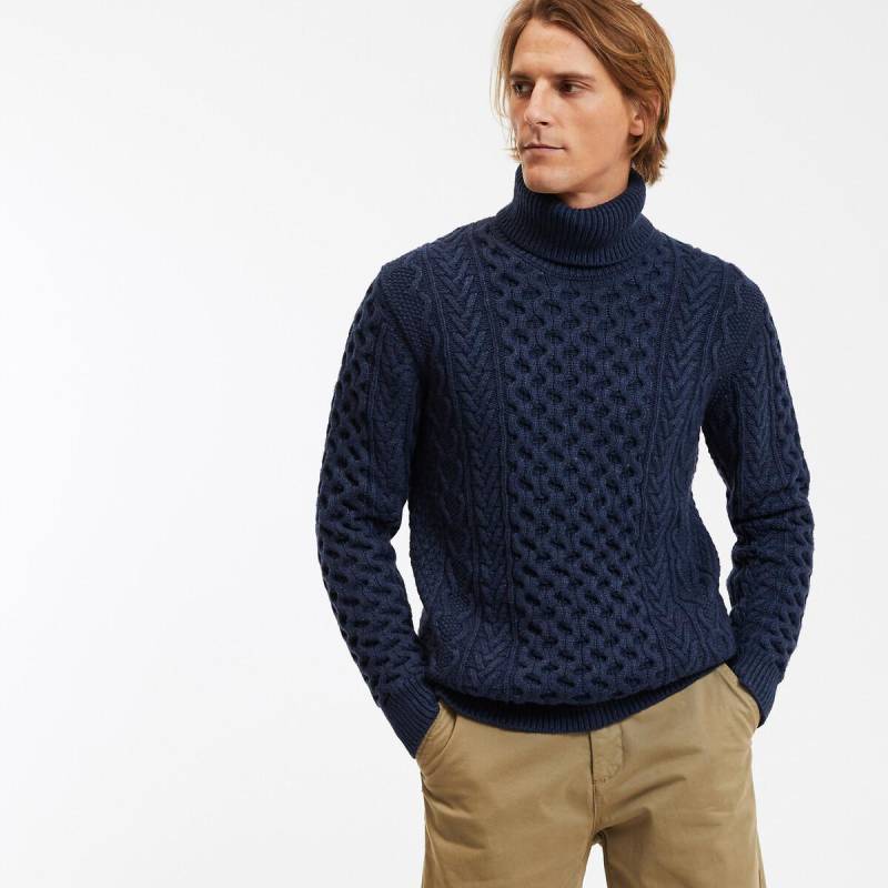 Rollkragenpullover Mit Zopfmuster Herren Blau M von La Redoute Collections