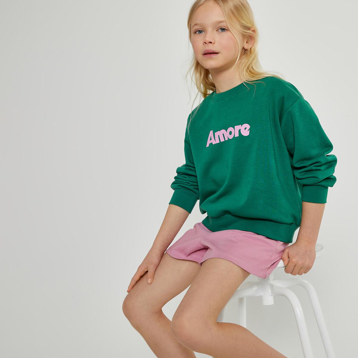 Rundhals-sweatshirt Mit Schriftzug Amore Mädchen Grün 126 von La Redoute Collections