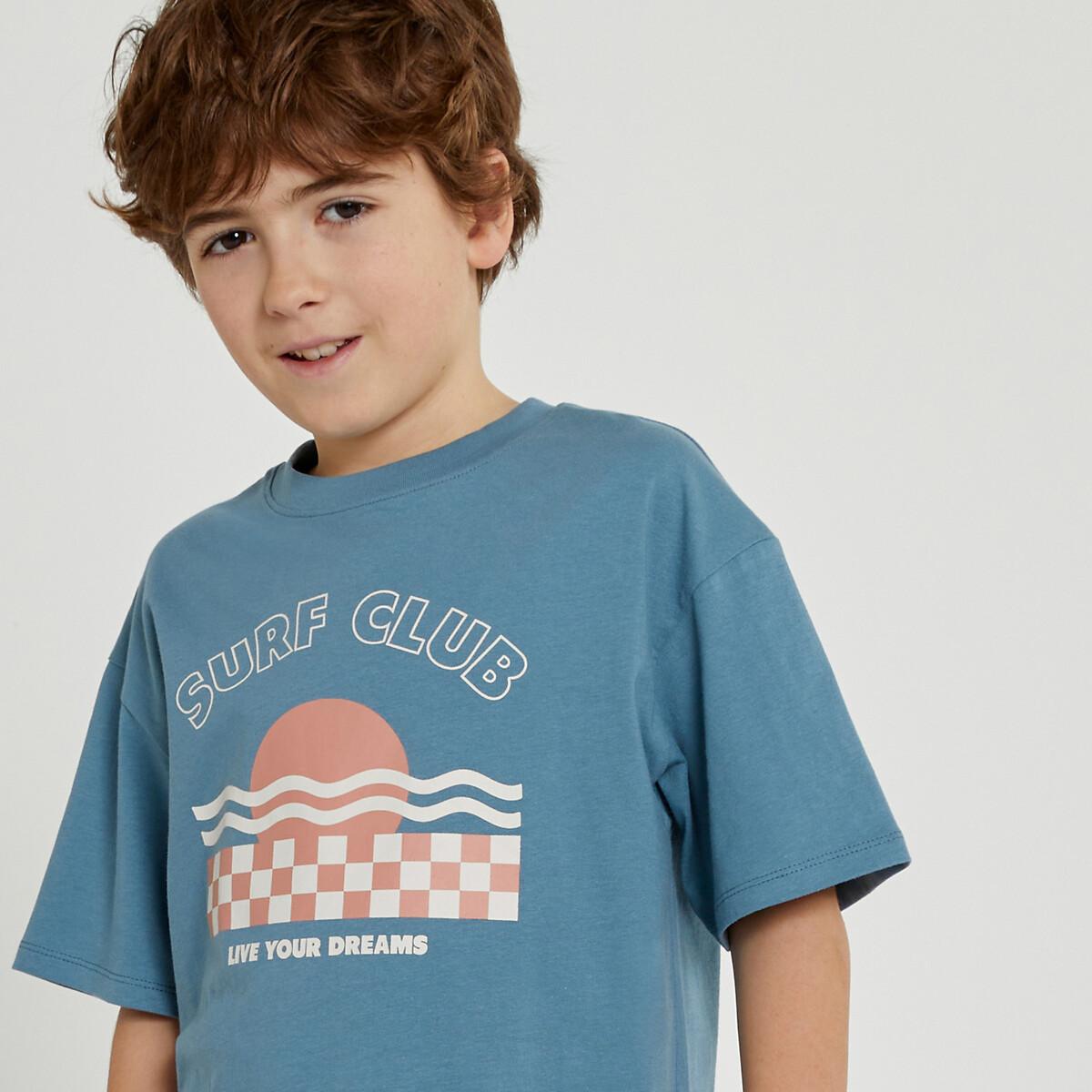 Rundhals-t-shirt Mit Schriftzug Jungen Blau 126 von La Redoute Collections