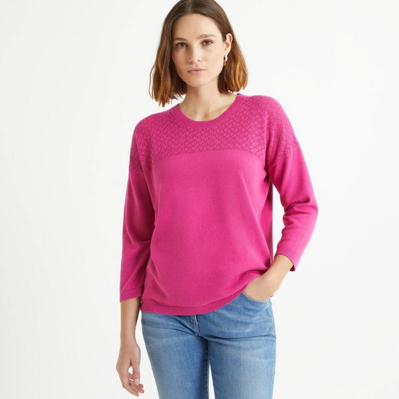 Rundhalspullover Mit Pointelle-muster Damen Rosa 33/34 von La Redoute Collections