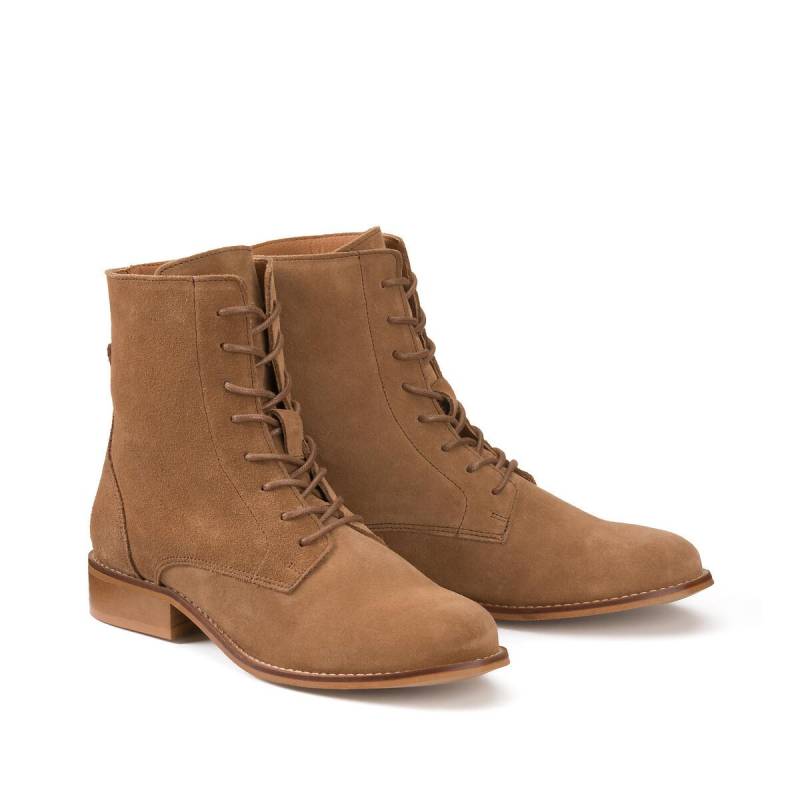 Schnürstiefel Aus Veloursleder Damen Braun 36 von La Redoute Collections