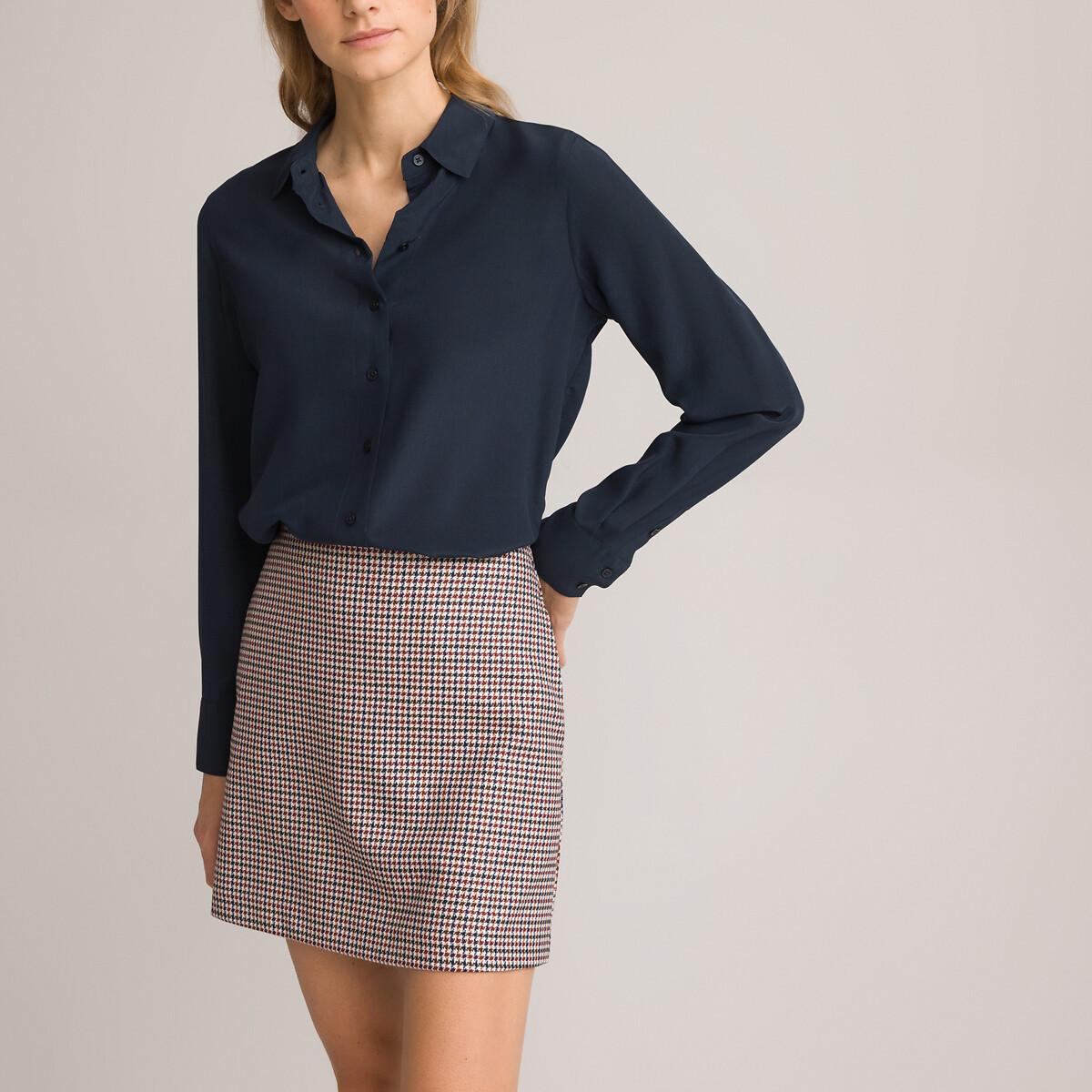 La Redoute Collections - Seidenbluse mit langen Ärmeln, für Damen, Blau, Größe 32 von La Redoute Collections