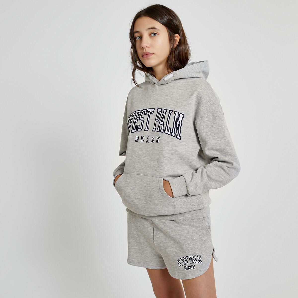 Set Aus Kapuzensweatshirt Und Shorts Aus Sweatware Mädchen Grau M von La Redoute Collections