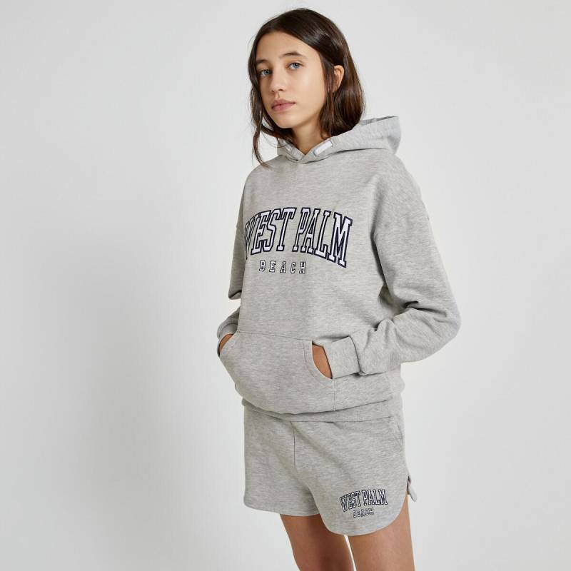 Set Aus Kapuzensweatshirt Und Shorts Aus Sweatware Mädchen Grau XS von La Redoute Collections