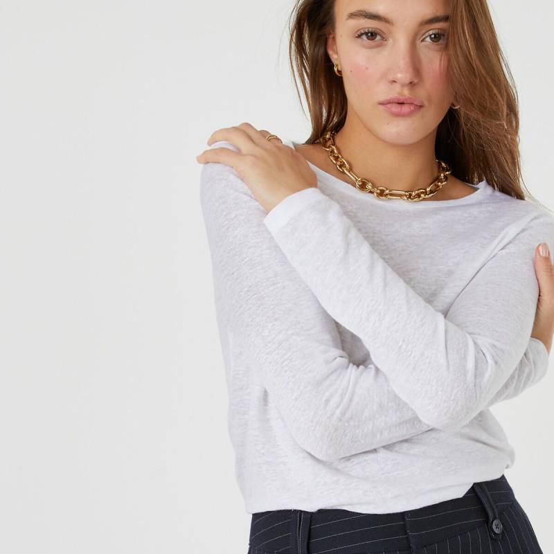 Shirt Mit Rundem Ausschnitt Damen Weiss L von La Redoute Collections