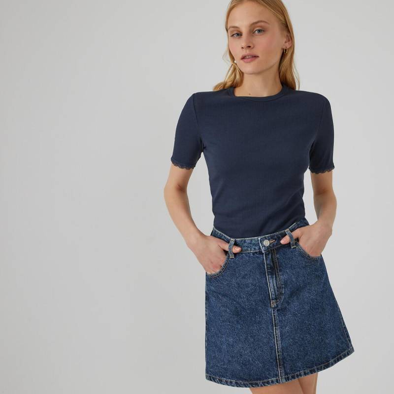 Shirt Mit Rundem Ausschnitt Und Spitzendetail Damen Blau L von La Redoute Collections