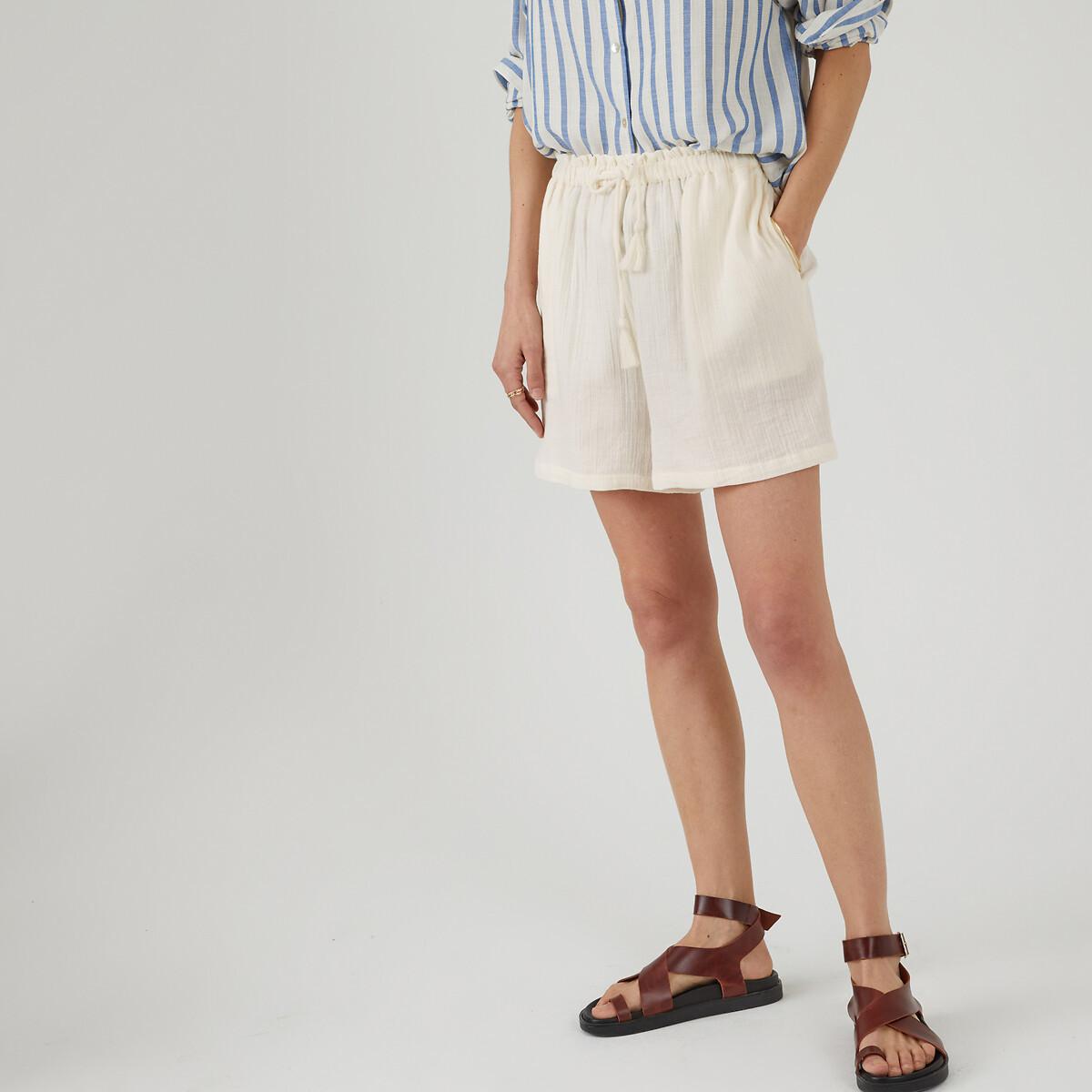 Shorts Aus Baumwoll-musselin Damen Weiss 32 von La Redoute Collections