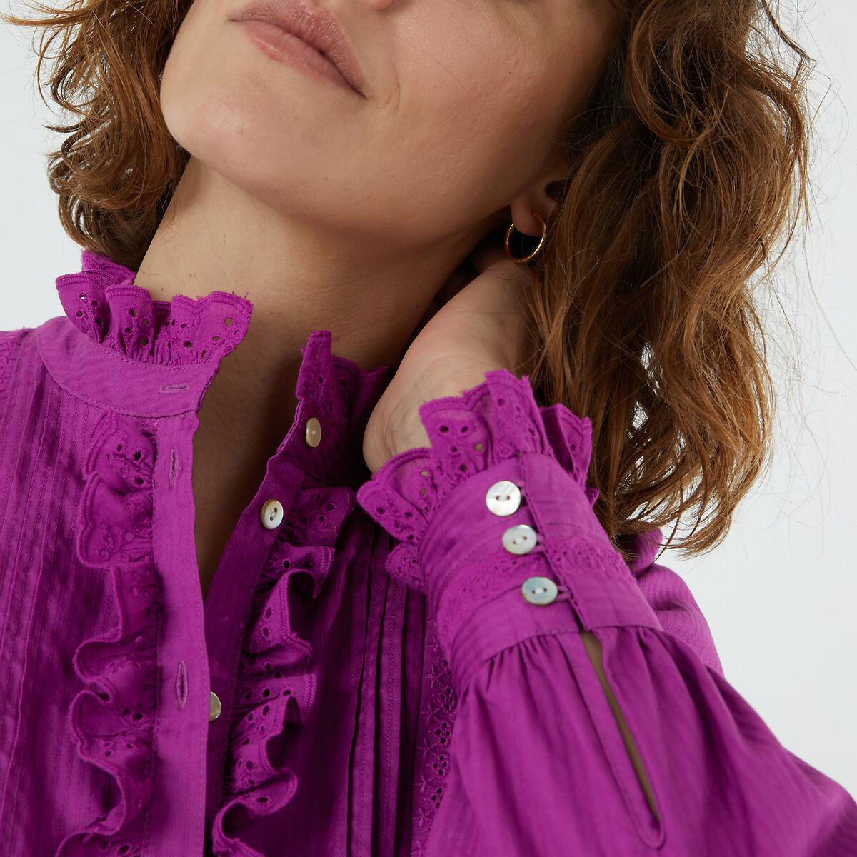 Signature Bluse Mit Rüschenkragen Damen Violett 40 von La Redoute Collections