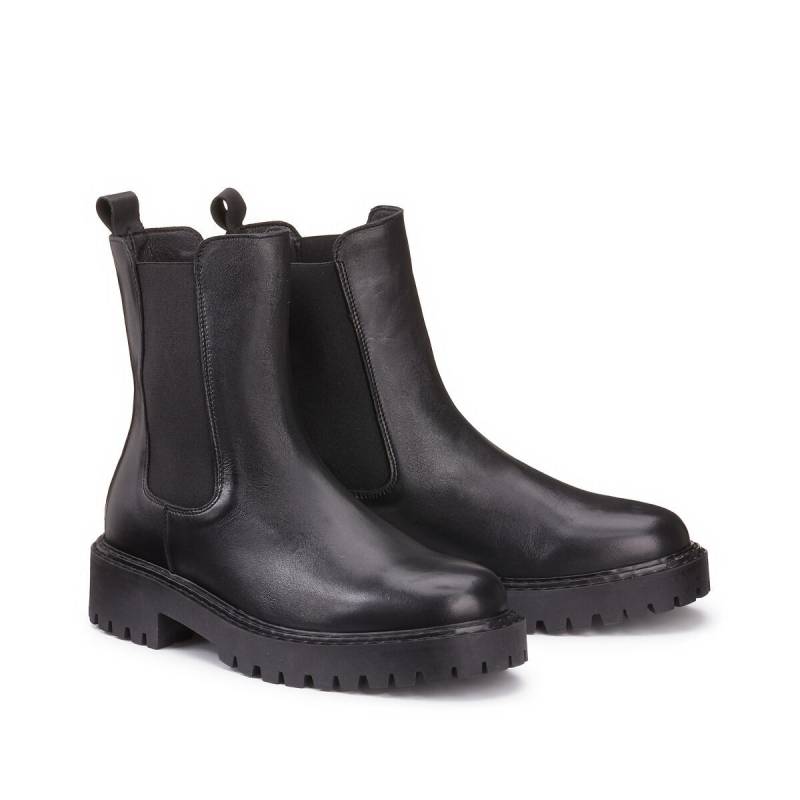 Signature Lederboots Mit Profilsohle Damen Schwarz 37 von La Redoute Collections