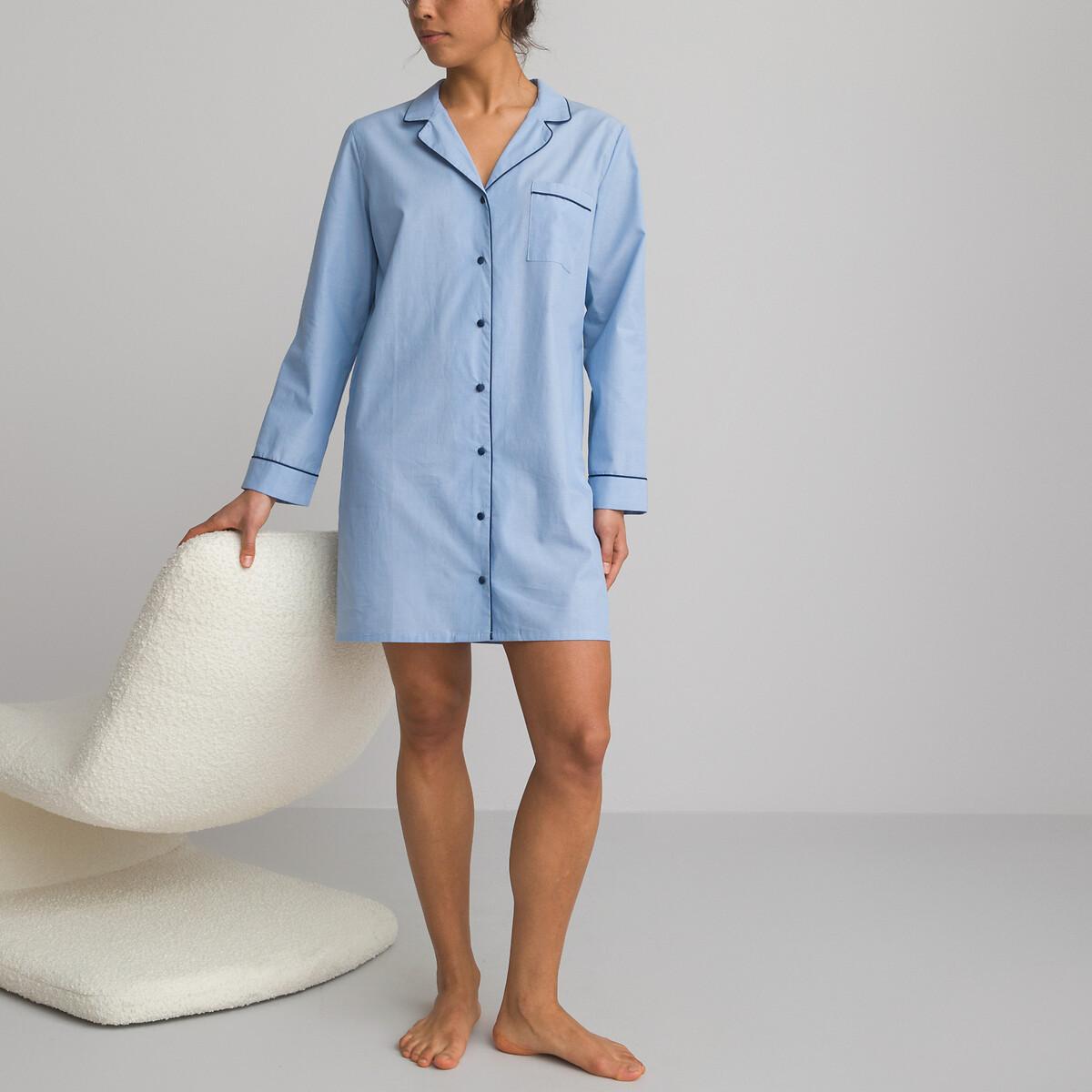 Signature Nachthemd Aus Baumwoll-chambray Damen Blau 34 von La Redoute Collections