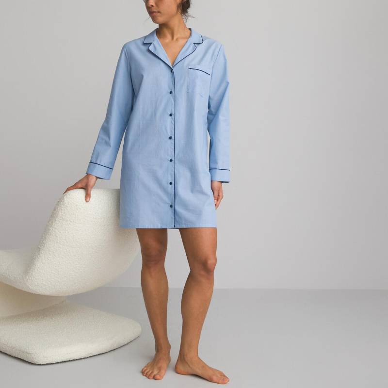 Signature Nachthemd Aus Baumwoll-chambray Damen Blau 44 von La Redoute Collections