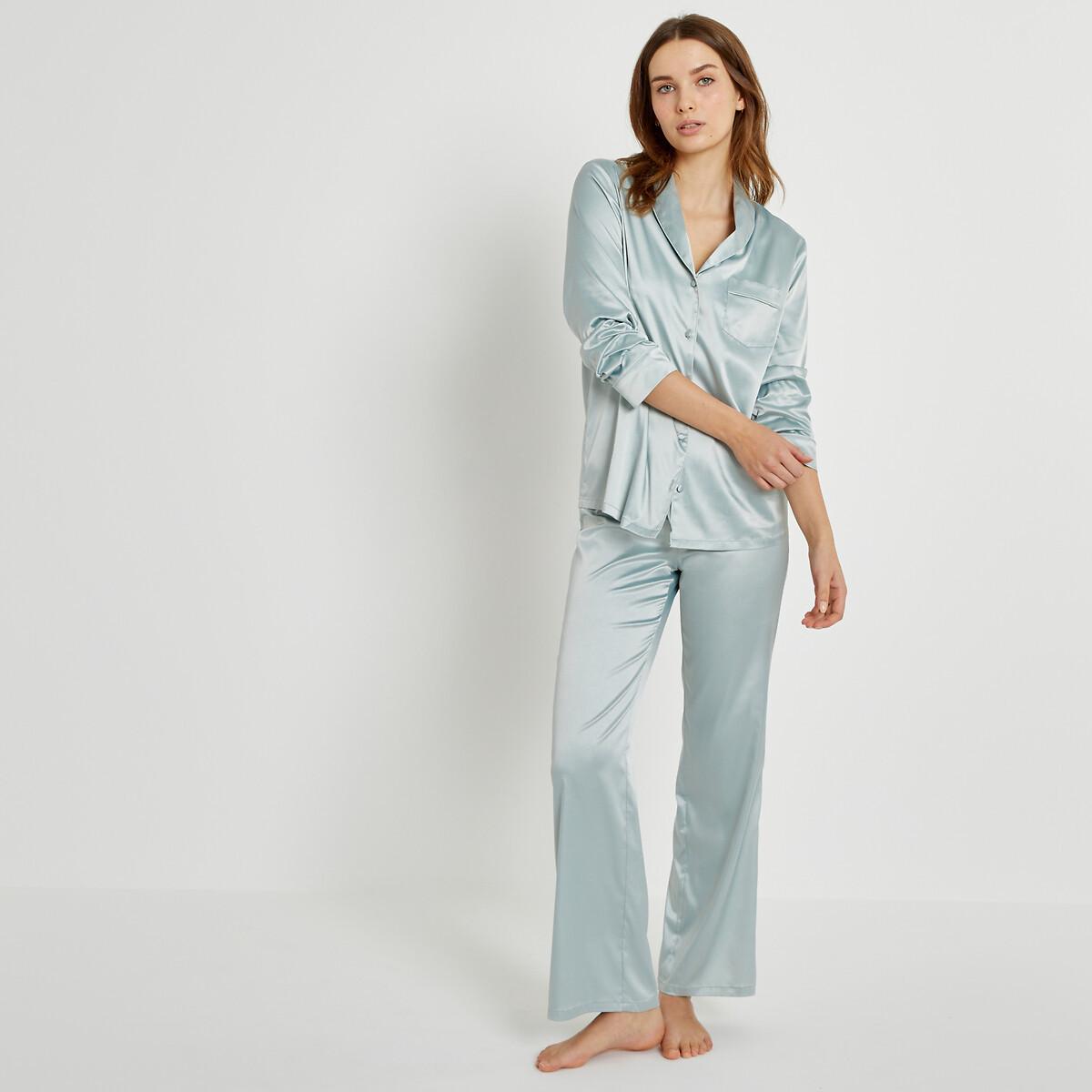 Signature Pyjama Aus Satin Damen Grün 32 von La Redoute Collections