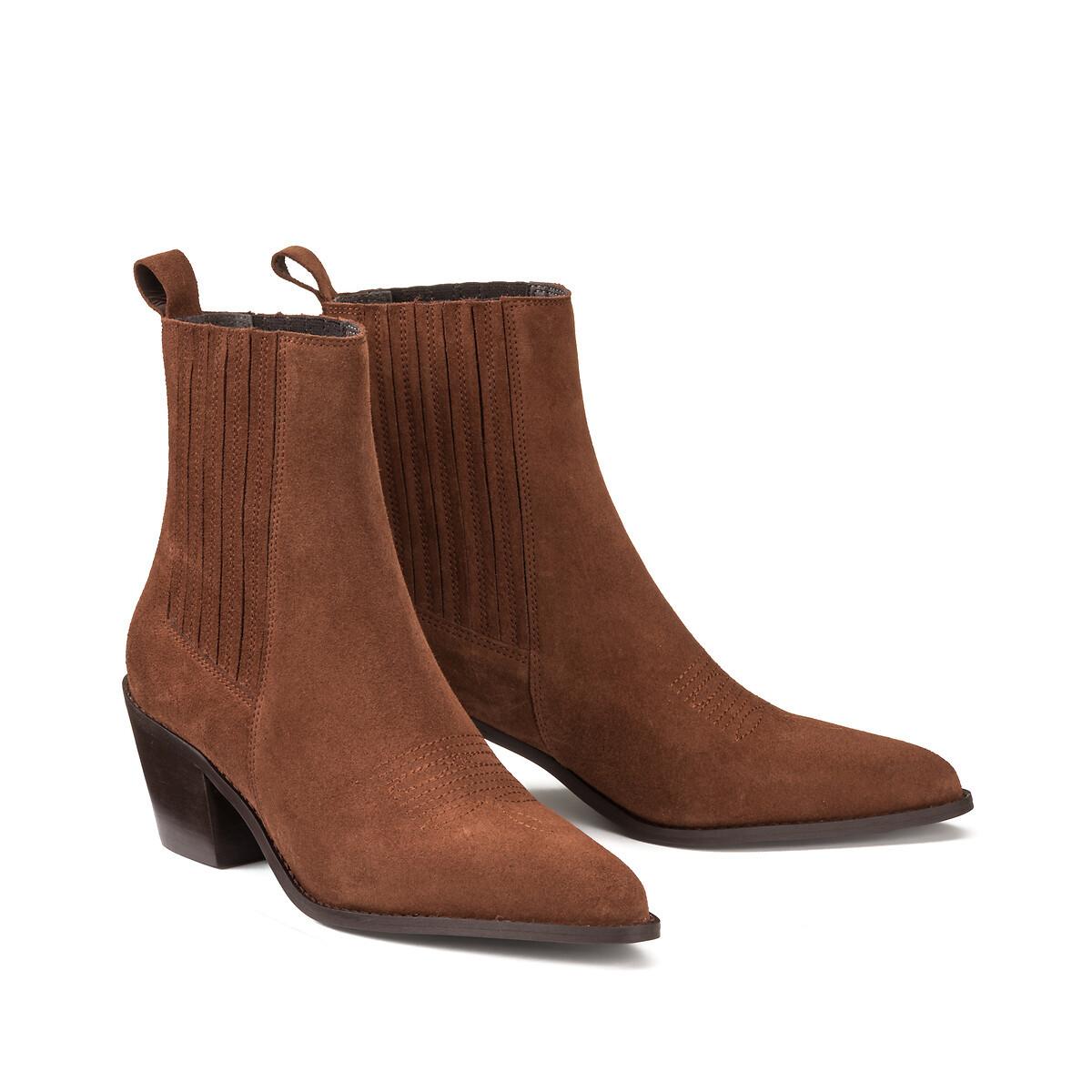 Signature Boots Aus Veloursleder Damen Rot 36 von La Redoute Collections