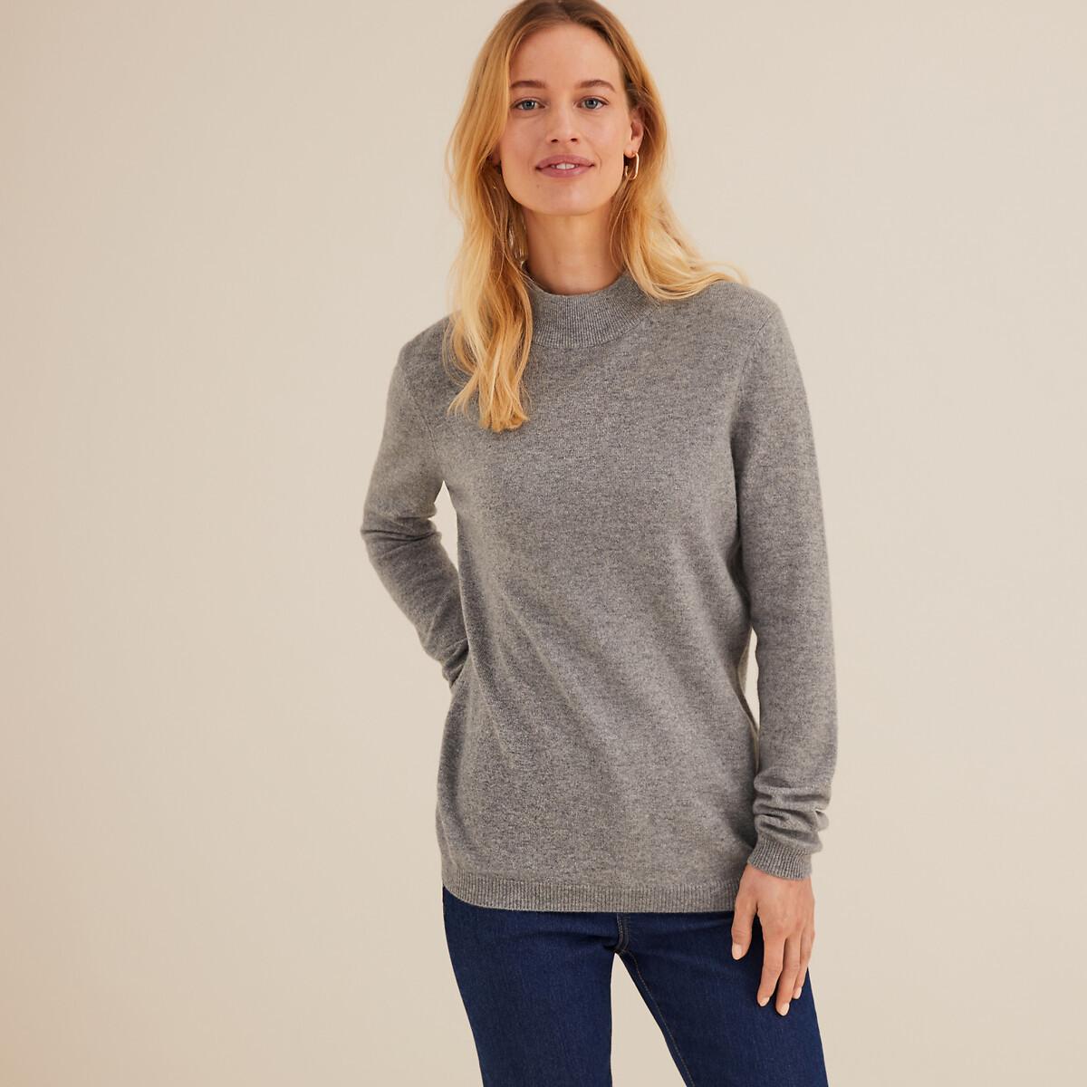 Stehkragenpullover Damen Grau 33/34 von La Redoute Collections