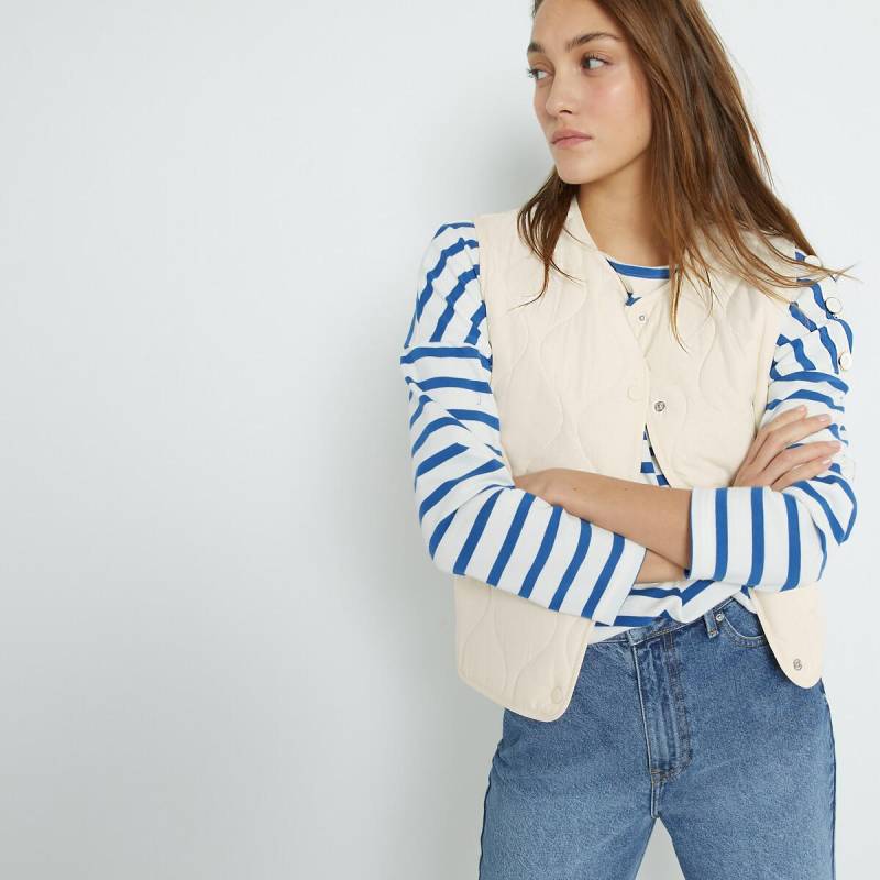 La Redoute Collections - Steppgilet mit Druckknöpfen, für Damen, Weiss, Größe 42 von La Redoute Collections