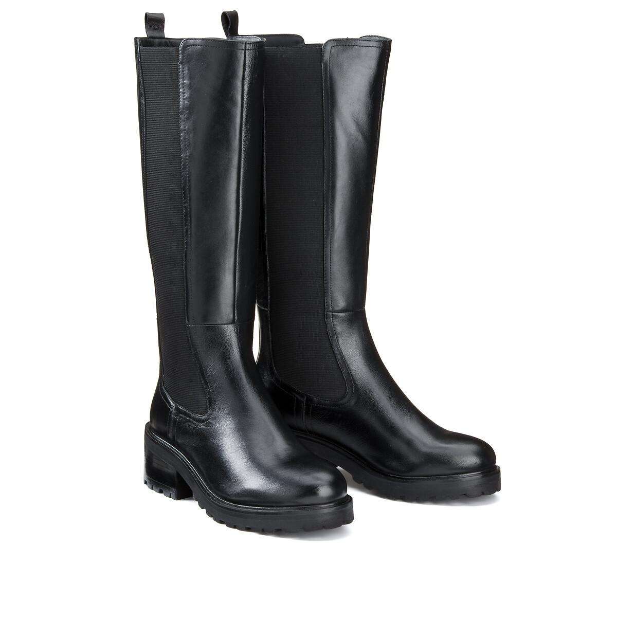 Stiefel Mit Dehneinsatz Und Profilsohle Damen Schwarz 38 von La Redoute Collections