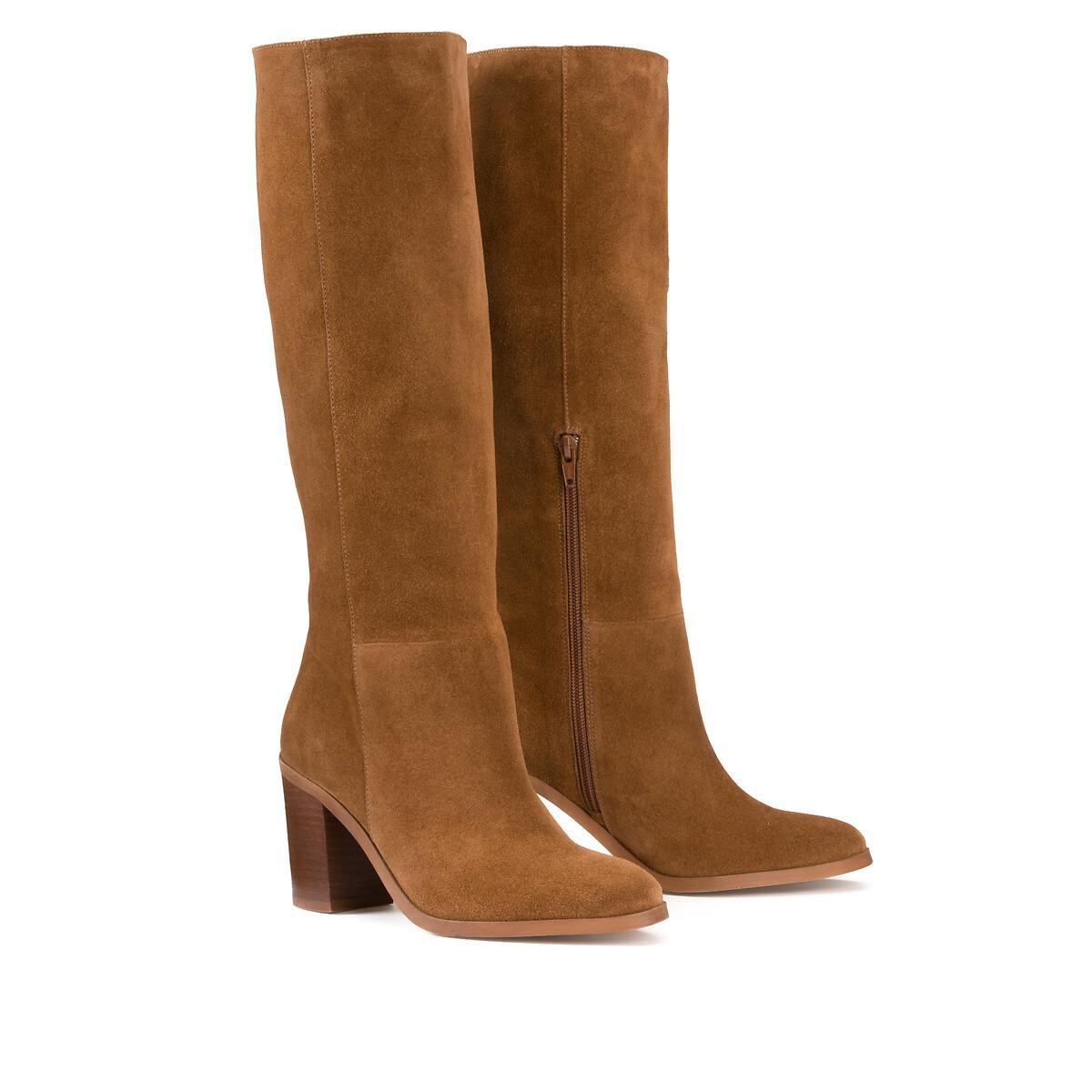 La Redoute Collections - Signature-Stiefel mit Absatz, für Damen, Braun, Größe 38 von La Redoute Collections