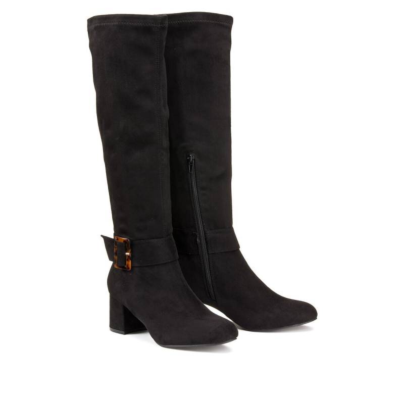 Stretch-stiefel Mit Absatz Und Zierschnalle Damen Schwarz 39 von La Redoute Collections