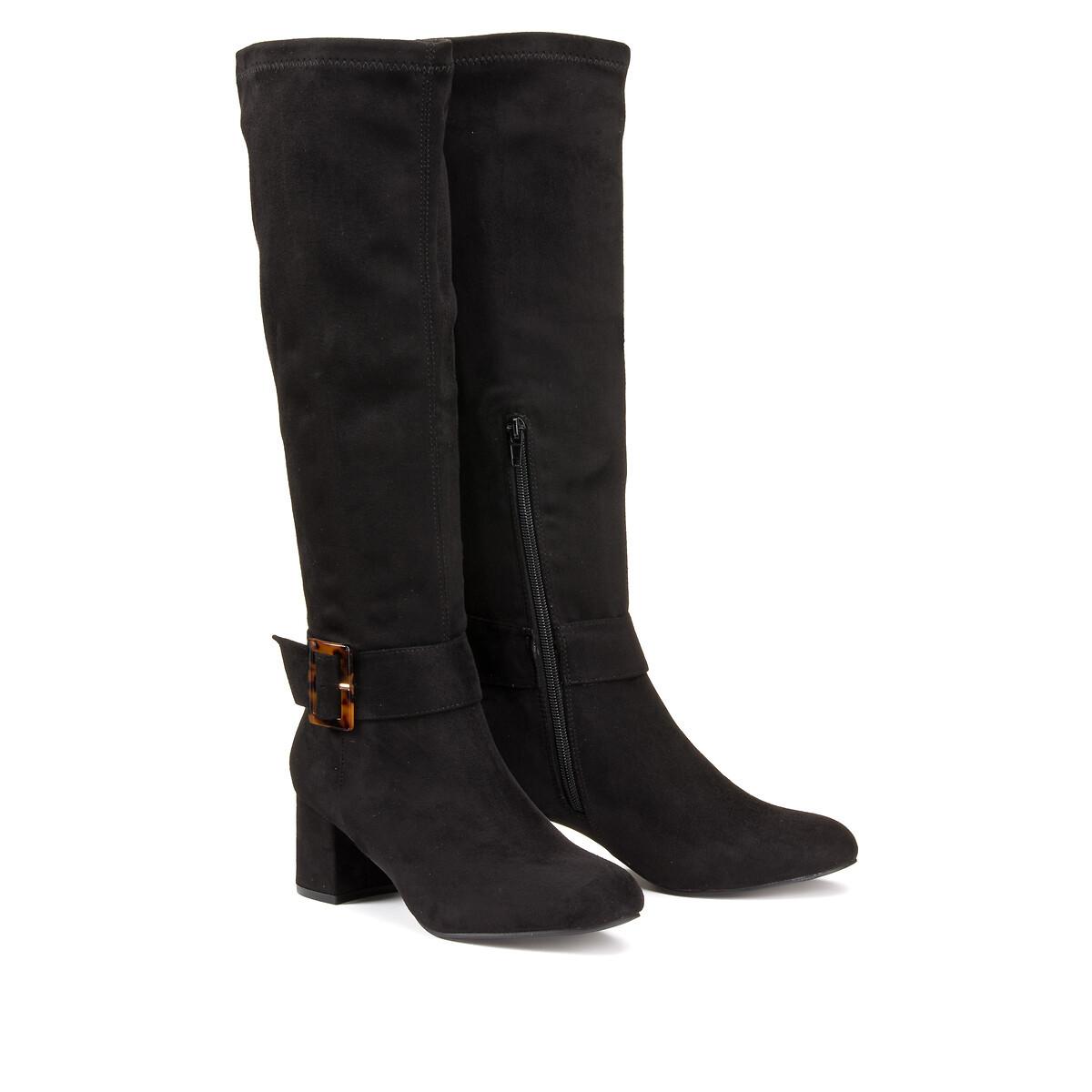 Stretch-stiefel Mit Absatz Und Zierschnalle Damen Schwarz 43 von La Redoute Collections