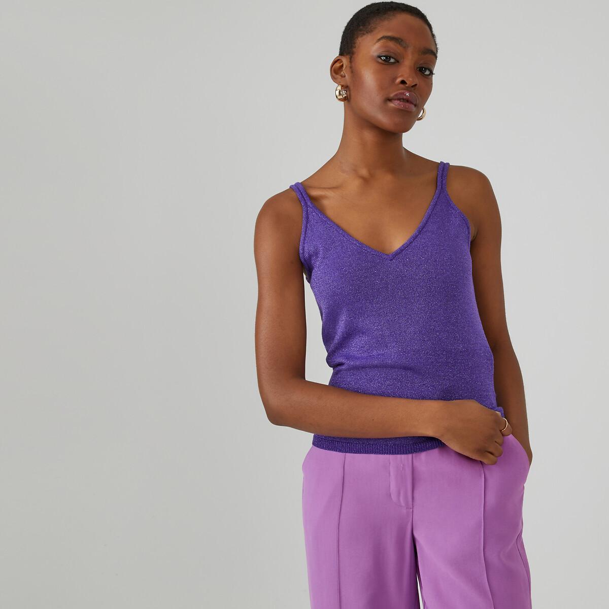 Stricktop Mit Glitzereffekt Damen Violett M von La Redoute Collections