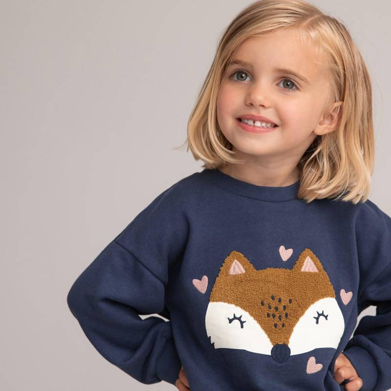 Sweatshirt Mit Frottee-fuchs Unisex Blau 102 von La Redoute Collections