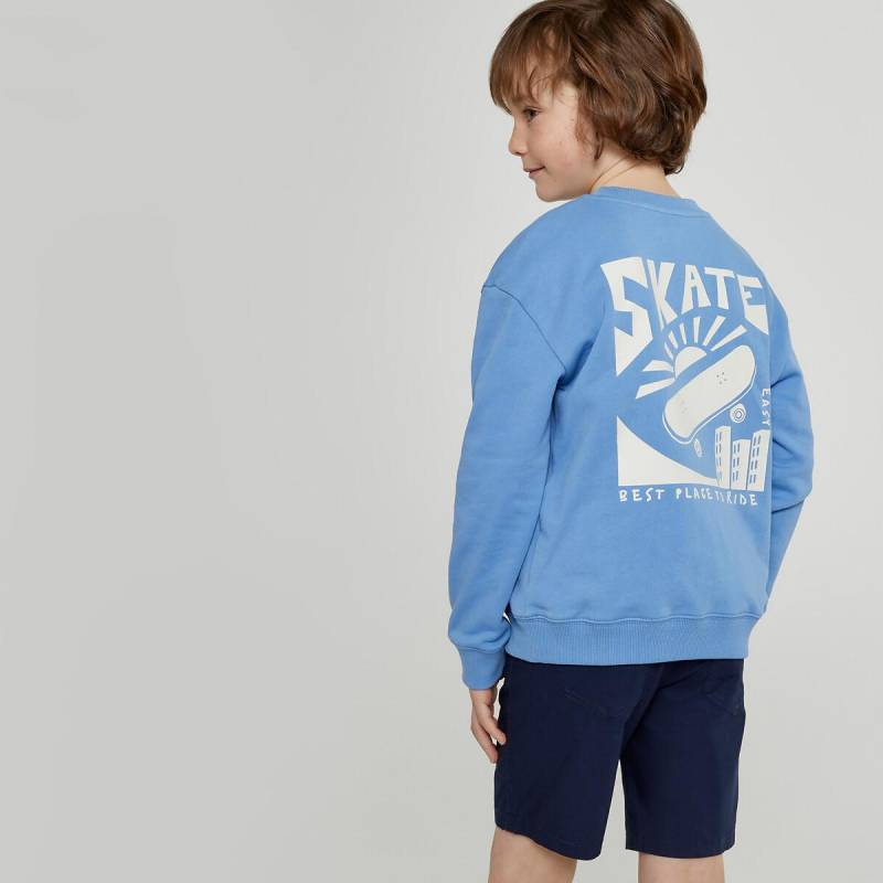 Sweatshirt Mit Rundem Ausschnitt Und Aufdruck Hinten Jungen Blau 126 von La Redoute Collections