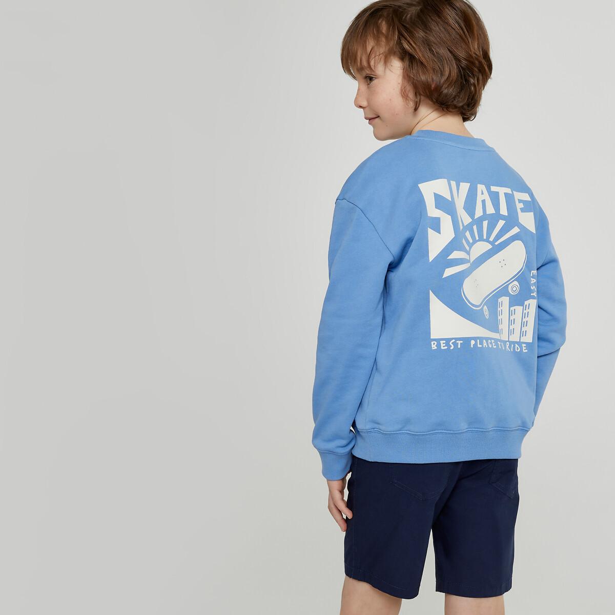 Sweatshirt Mit Rundem Ausschnitt Und Aufdruck Hinten Jungen Blau 128/134 von La Redoute Collections