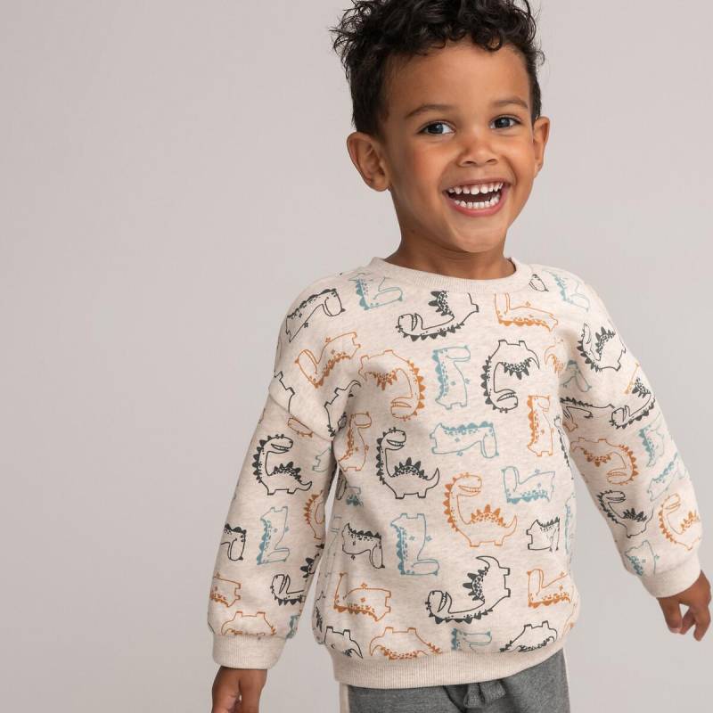 Sweatshirt Mit Rundhals Und Dino-print Unisex Beige 102 von La Redoute Collections