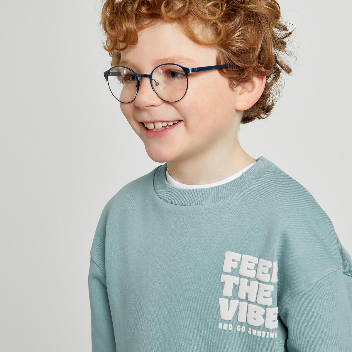 Sweatshirt Mit Rundhals Und Message Jungen Blau 118 von La Redoute Collections