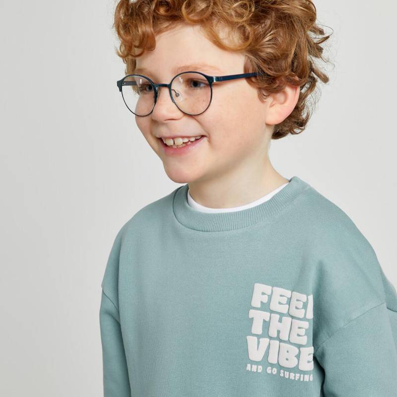 Sweatshirt Mit Rundhals Und Message Jungen Blau 134/140 von La Redoute Collections