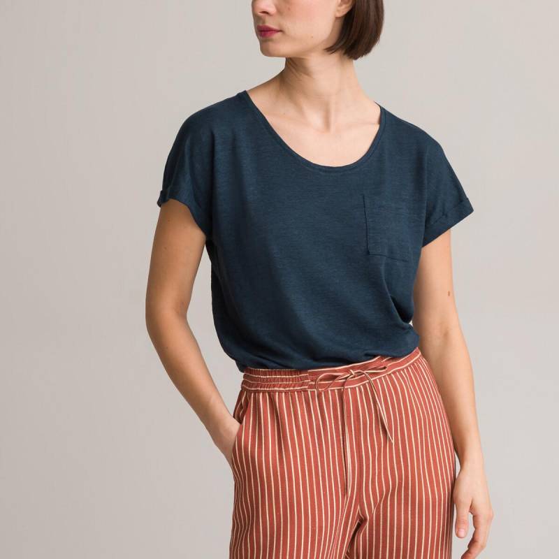 T-shirt Aus Leinen Damen Blau 33/34 von La Redoute Collections