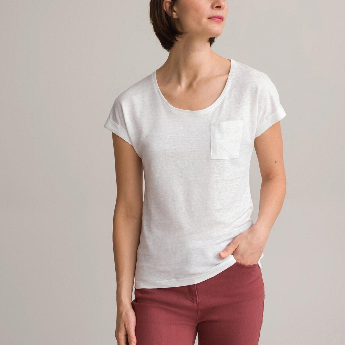 T-shirt Aus Leinen Damen Weiss 42 von La Redoute Collections