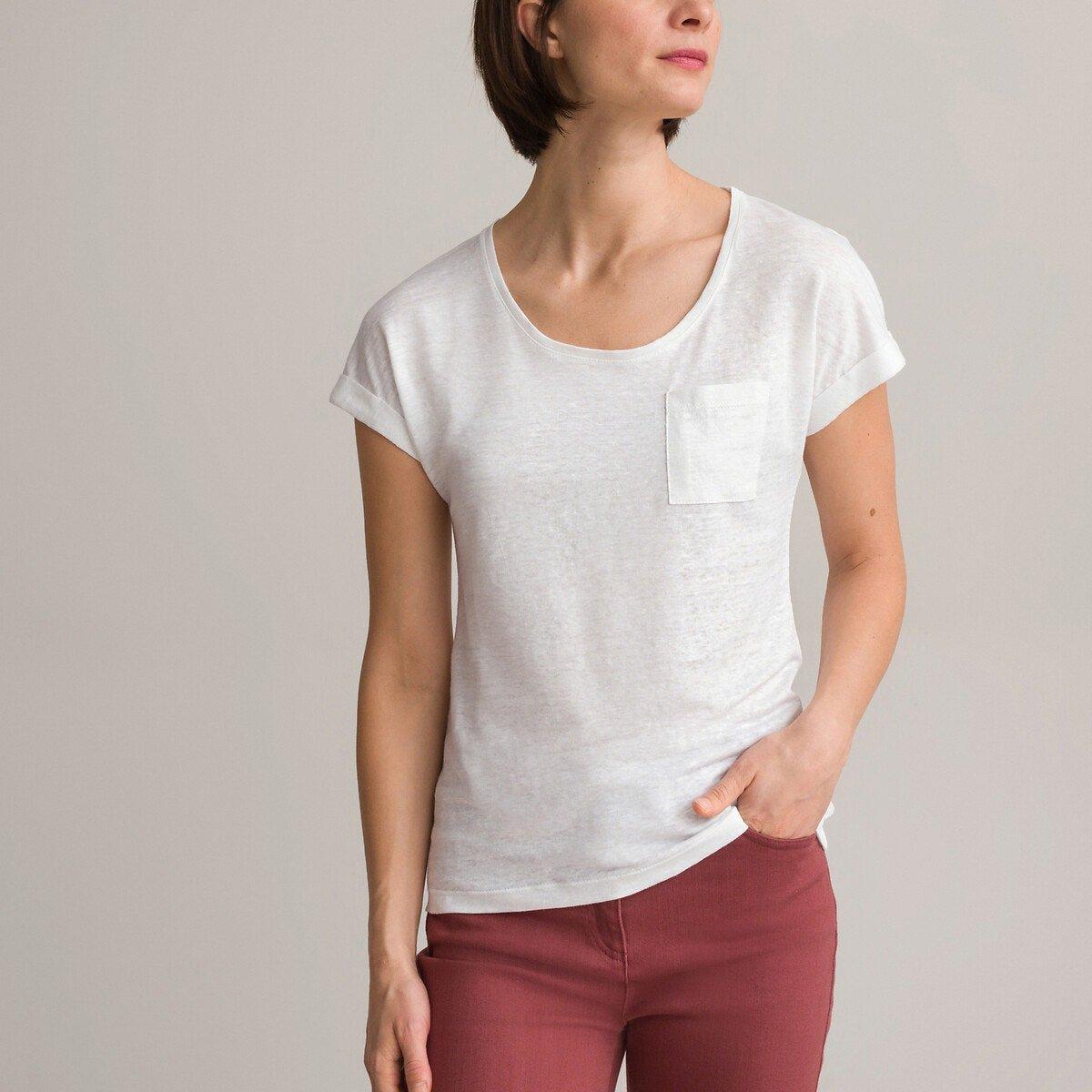 T-shirt Aus Leinen Damen Weiss 46 von La Redoute Collections