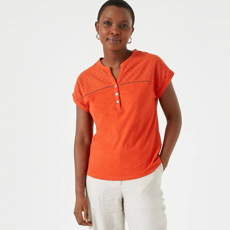 T-shirt Mit Henley-ausschnitt Damen Braun 33/34 von La Redoute Collections