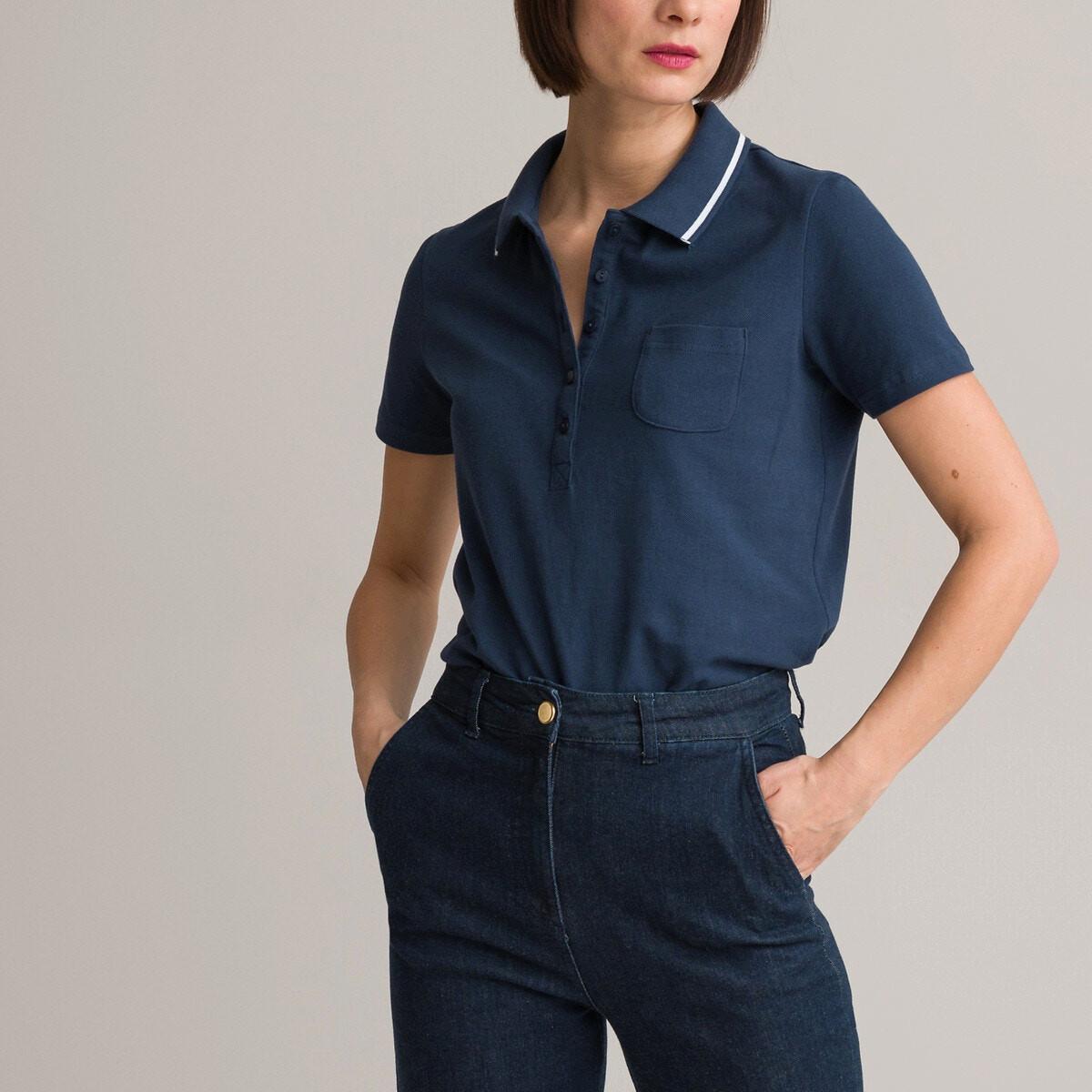 La Redoute Collections - T-Shirt mit Polokragen, für Damen, Blau, Größe 48/50 von La Redoute Collections