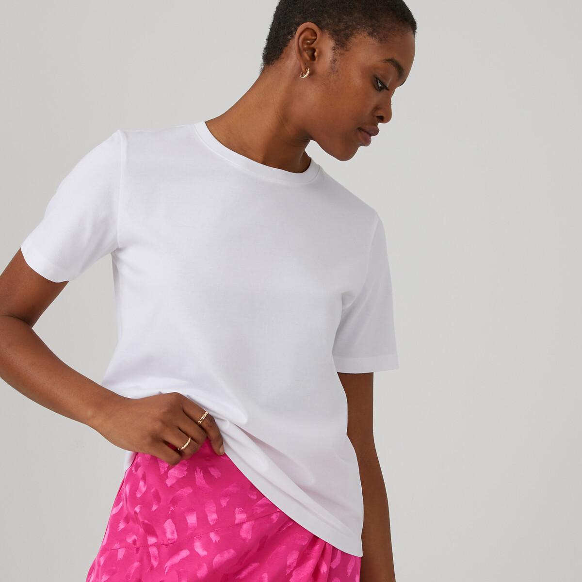 La Redoute Collections - T-Shirt mit rundem Ausschnitt und kurzen Ärmeln, für Damen, Weiss, Größe L von La Redoute Collections