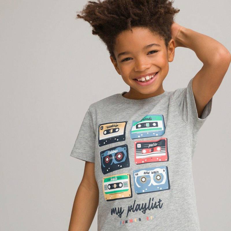 T-shirt Mit Rundhals Und Kassettenmotiv Jungen Grau 126 von La Redoute Collections