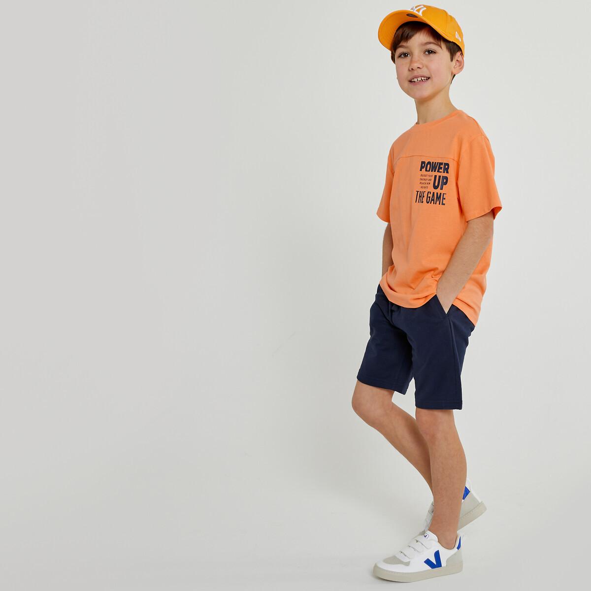 T-shirt Mit Rundhalsausschnitt & Message-print An Der Brust Jungen Orange 126 von La Redoute Collections