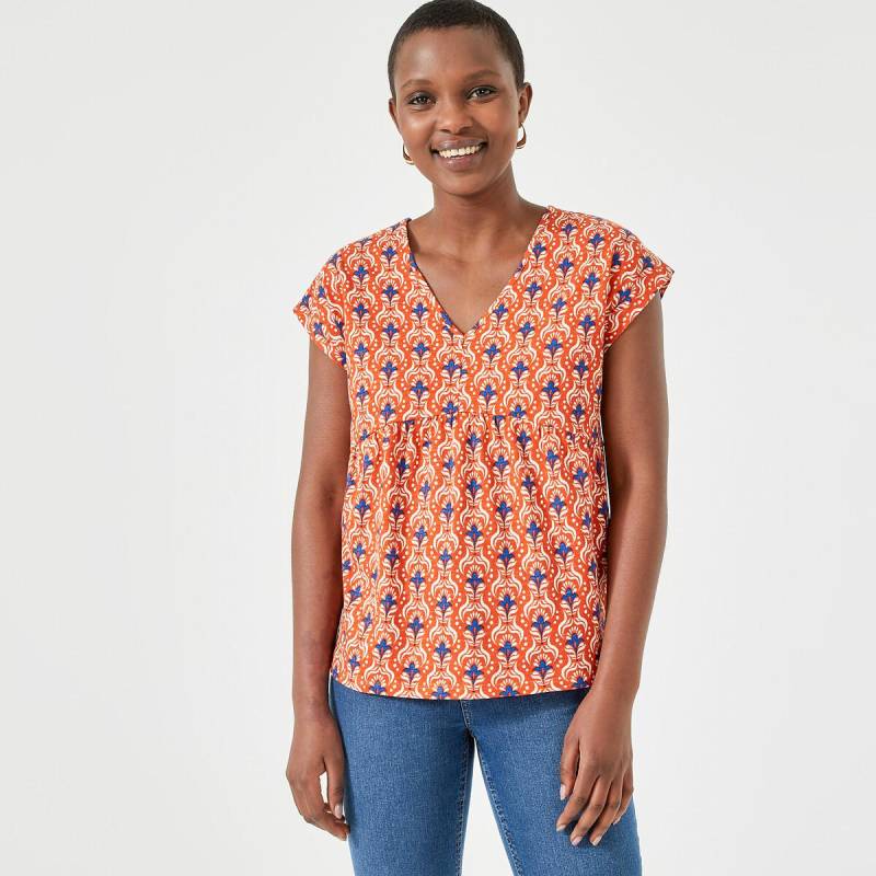 T-shirt Mit V-ausschnitt Damen Orange Bedruckt 46 von La Redoute Collections